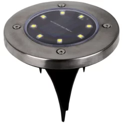 NÄVE Solarleuchte, Mit Erdspieß, Stahlfarben