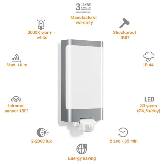 STEINEL Sensor-Außenleuchte »L 240 LED«, 9,3 W, Inkl. Bewegungsmelder 6 STEINEL Sensor-Außenleuchte »L 240 LED«, 9,3 W, Inkl. Bewegungsmelder – Bild 6