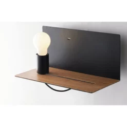 LUCE DESIGN Wandleuchte »FLASH«, Aluminium, Schwarz/holzfarben