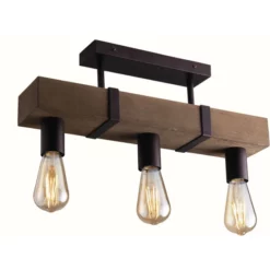 LUCE DESIGN Deckenleuchte »Texas«, Metall/holz, Braun