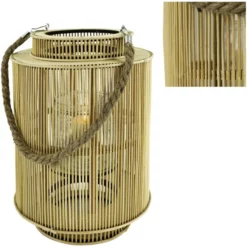 Windlicht, Bambus/Glas