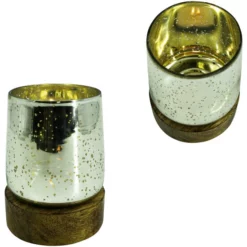 Kerzenhalter, Mangoholz/Glas