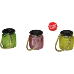 NÄVE Solar-Deko, Rund, Gelb/grün/pink