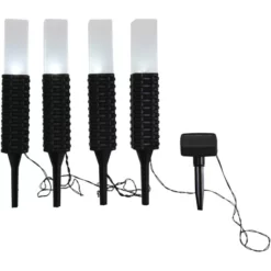 NÄVE Solar-Außenleuchte, Länglich, Rund, Mit Erdspieß, Schwarz/weiß