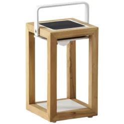 BEST Solarleuchte, Höhe: 28 Cm, Weiß, Teakholz