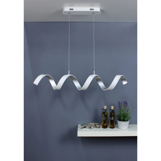 LUCE DESIGN LED-Pendelleuchte »Helix«, Weiss/silberfarben, Inkl. Leuchtmittel, Breite: 80 Cm 6 LUCE DESIGN LED-Pendelleuchte »Helix«, Weiss/silberfarben, Inkl. Leuchtmittel, Breite: 80 Cm – Bild 6