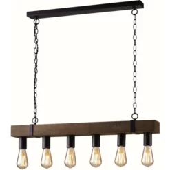 LUCE DESIGN Pendelleuchte »Texas«, Metall/holz, Braun