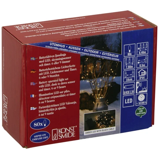 KONSTSMIDE LED-Lichterkette, Bernsteinfarben, Batteriebetrieb, Kabellänge: 0,5 M, Inkl. Batterien 2 KONSTSMIDE LED-Lichterkette, Bernsteinfarben, Batteriebetrieb, Kabellänge: 0,5 M, Inkl. Batterien – Bild 2