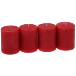 CASAYA Stumpenkerze, Rubinrot, Raureif, 4 Stück