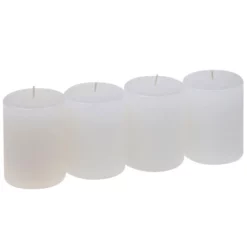 CASAYA Stumpenkerze, Weiß, Raureif, 4 Stück