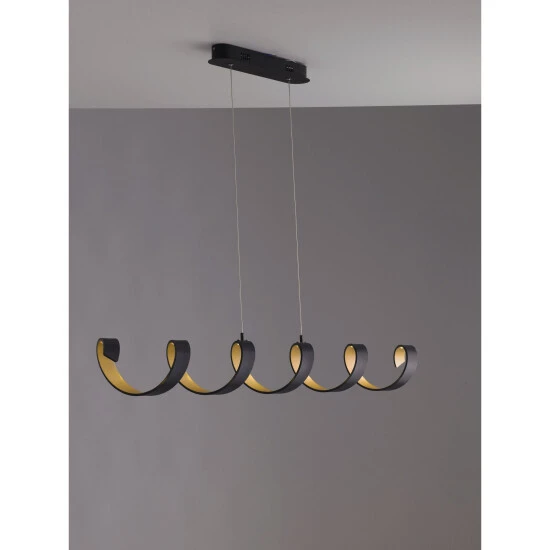 LUCE DESIGN LED-Pendelleuchte »Helix«, Schwarz/goldfarben, Inkl. Leuchtmittel, Breite: 125 Cm 3 LUCE DESIGN LED-Pendelleuchte »Helix«, Schwarz/goldfarben, Inkl. Leuchtmittel, Breite: 125 Cm – Bild 3