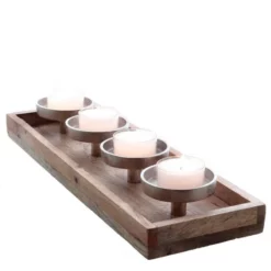 Dragimex Kerzenhalter, Holzfarben, Holz, BxL: 15 X 47 Cm